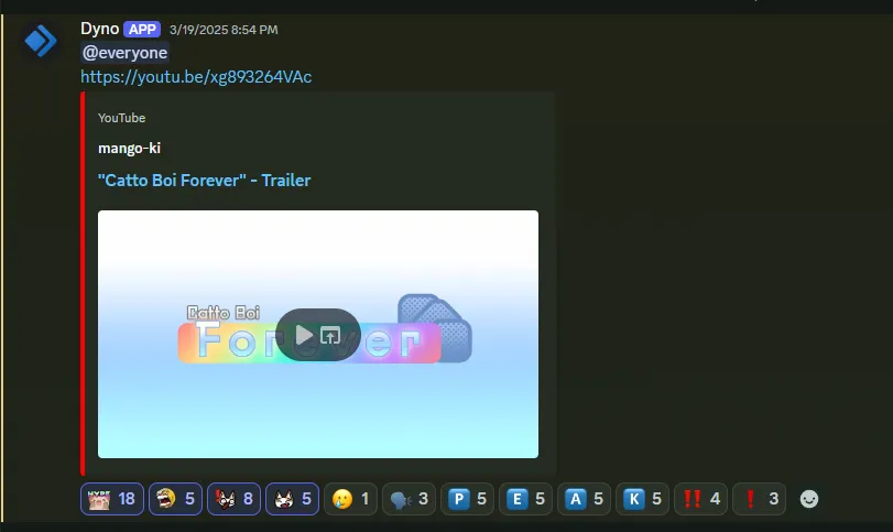 the annoucement message