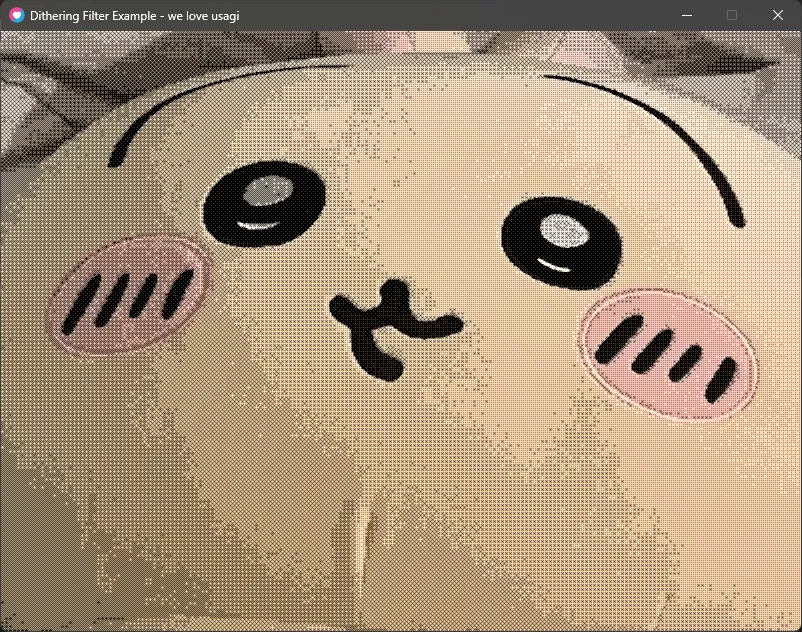 image of usagi, with the full dithering filter applied