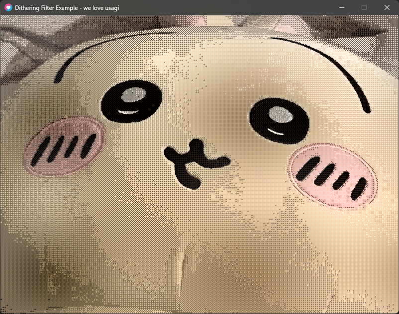 image of usagi, with the full dithering filter applied