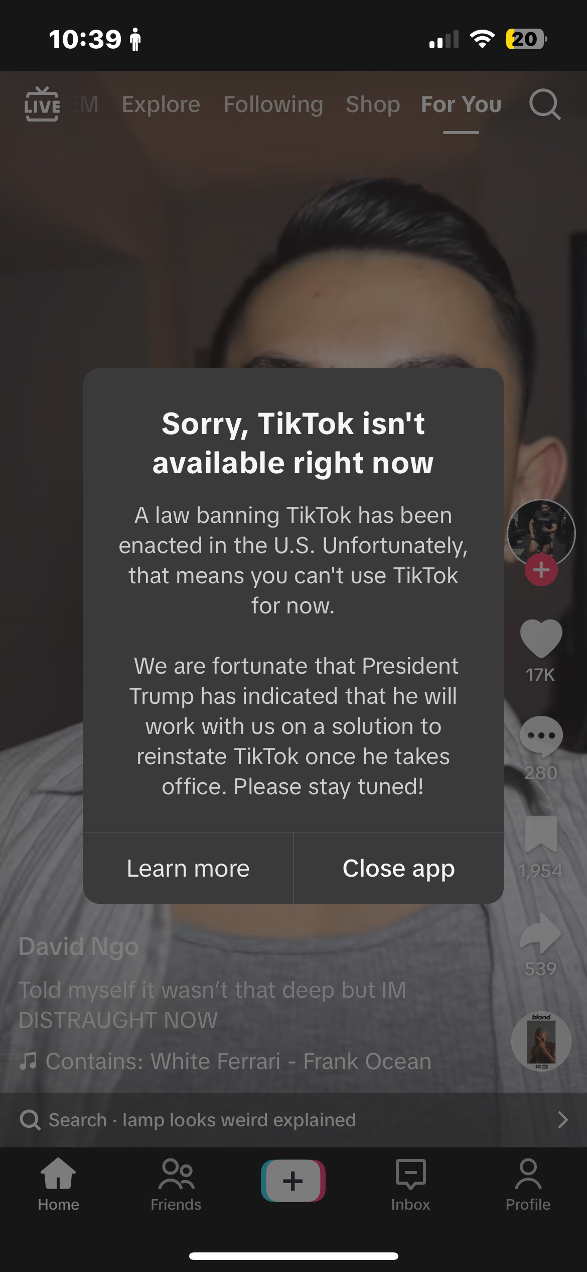 tiktok ban message